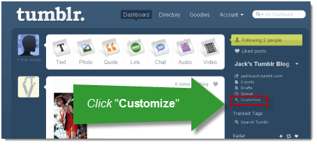 Click Customize